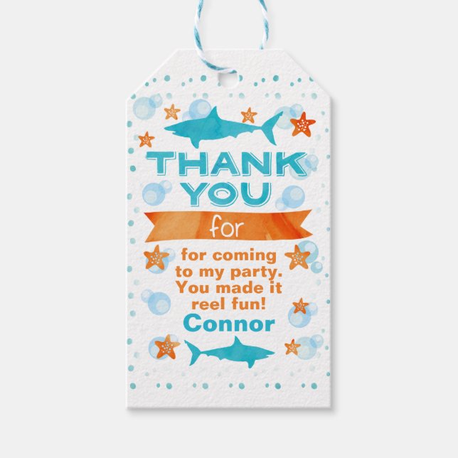 Fin-tastic Shark Birthday Favor Tag Geschenkanhänger (Vorderseite)