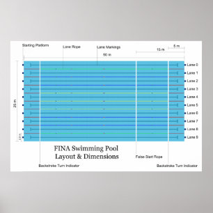 FINA Long Course Swimming Pool Standard Chart Poster