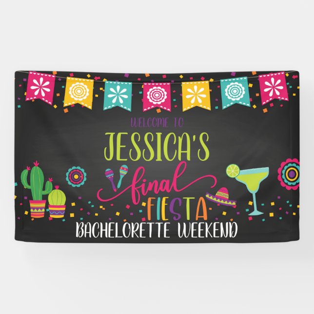 Final Fiesta Junggeselinnen-Abschied Banner - Blk (Horizontal)