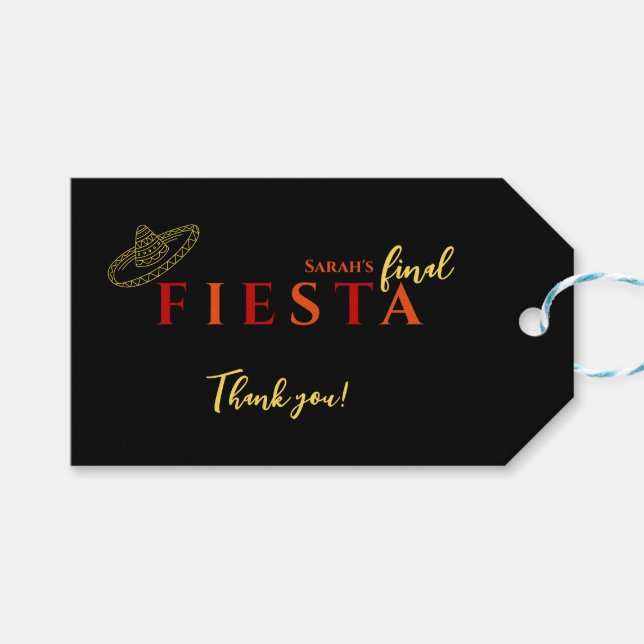 Final Fiesta Mexican Bachelorette Party Thank You Geschenkanhänger (Vorderseite (Horizontal))