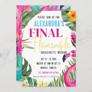 Final Flamingle Junggeselinnen-Abschied Weekend Einladung