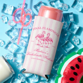 Final Flamingle Pink Striped Bachelorette Selters Dosenkühler