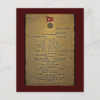 Final Menu RMS Titanic
