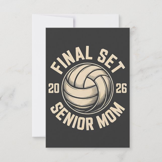 Final Set Senior Mama 2026 Abschluss Volleyball Dankeskarte (Vorderseite)
