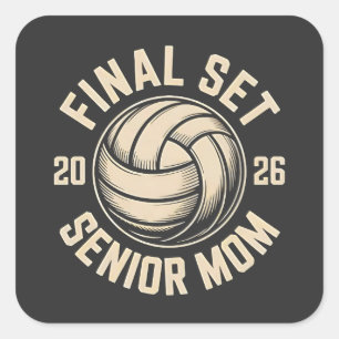 Final Set Senior Mama 2026 Abschluss Volleyball Quadratischer Aufkleber