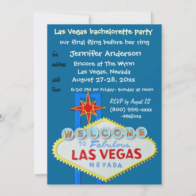 Finale Flug in Las Vegas für sie Einladung (Vorderseite)