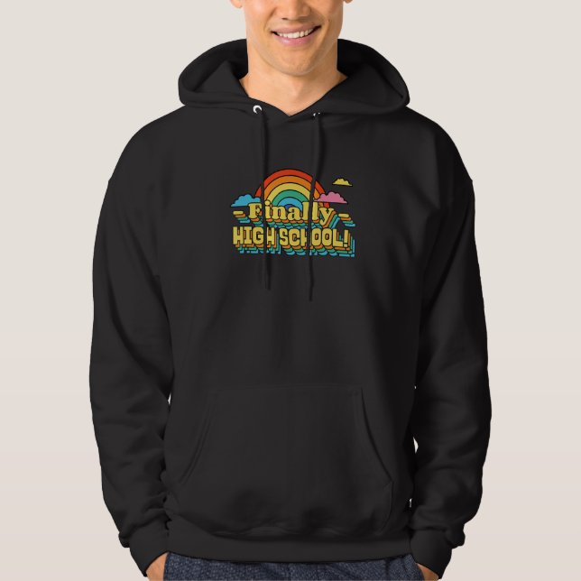 FINALLY HIGH SCHOOL STUDENT RETRO GROOVY HOODIE (Vorderseite)