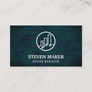 Finance Logo Grunge Blue Green Visitenkarte