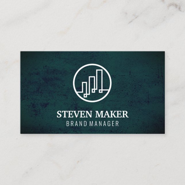 Finance Logo Grunge Blue Green Visitenkarte (Vorderseite)