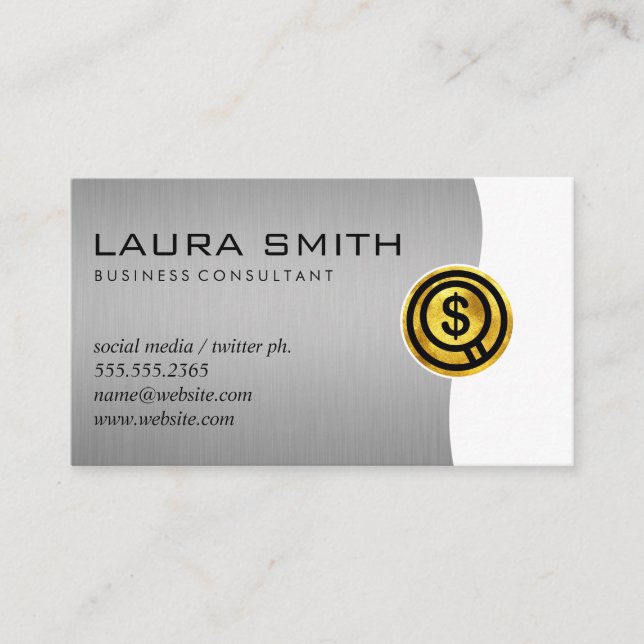 Finance Money Manager / Gold Monogram Visitenkarte (Vorderseite)