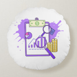 Financial Analysis Report Money Magnifying Glass Rundes Kissen
