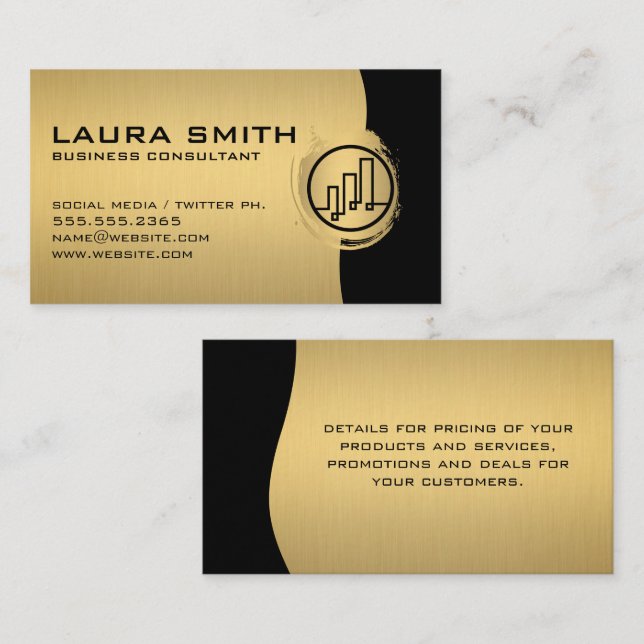 Finanz-Logo/Metallisches Silber/Gold-Monogramm Visitenkarte (Vorne/Hinten)