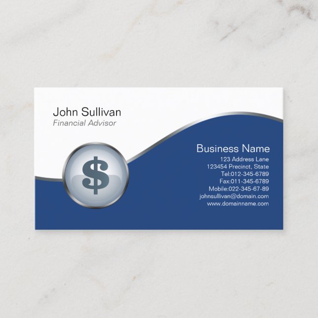 Finanzberater Business Card Dollar Symbol Visitenkarte (Vorderseite)