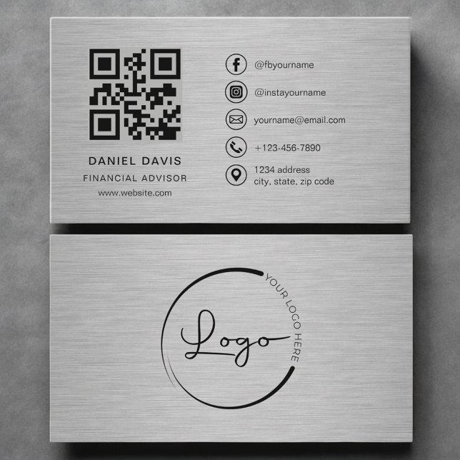 Finanzberater Metall-QR-Code Visitenkarte (Von Creator hochgeladen)