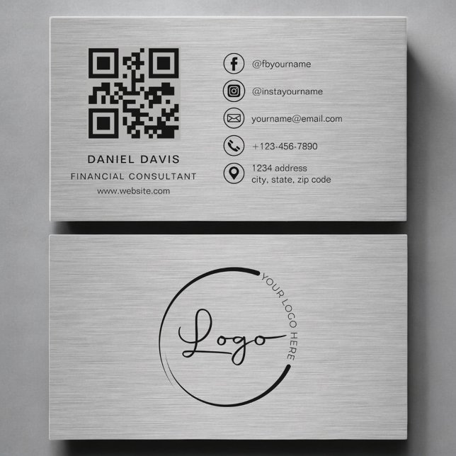Finanzberater Metall QR-Code Visitenkarte (Von Creator hochgeladen)