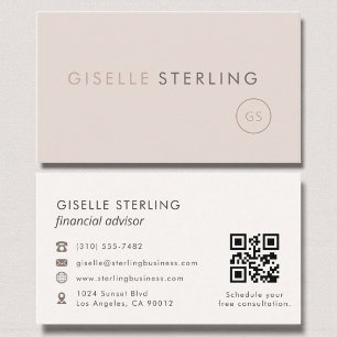 Finanzberater QR Code Blush Pink Luxus Visitenkarte
