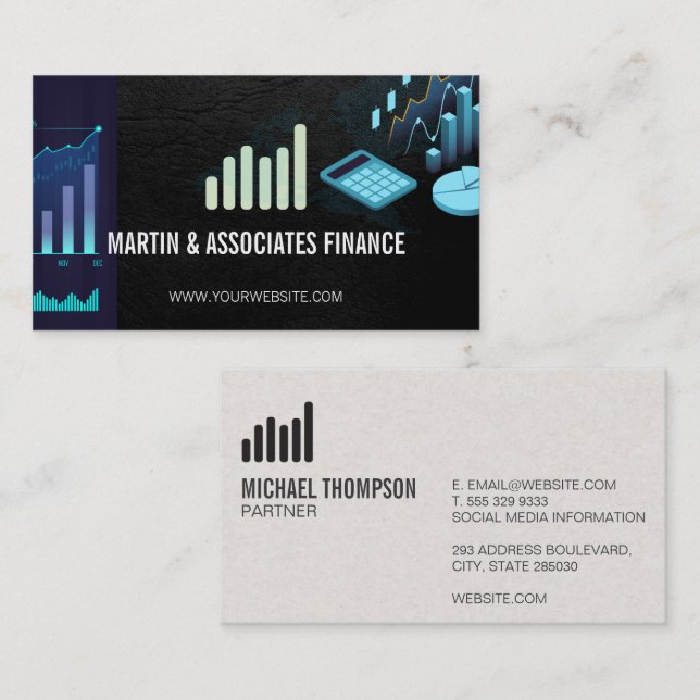 Finanzdiagramme | Stocks Calculator Visitenkarte (Vorne/Hinten)