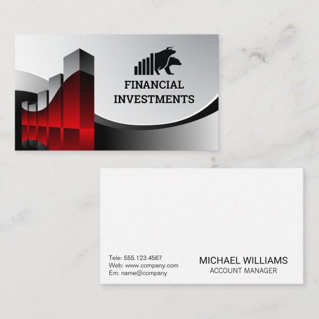 Finanzielle Darstellung | Bear Bull-Logo Visitenkarte (Vorne/Hinten)