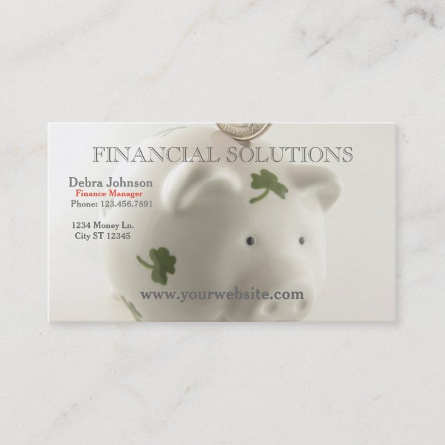Finanzlösungs-glückliche Piggy Bank Visitenkarte (Vorderseite)