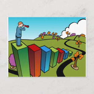 Finanzplaner Stehend auf Bar Chart Postkarte