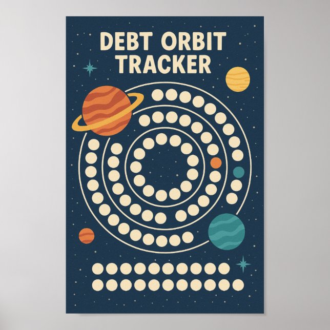 Finanzreise - Schulden Planet Orbit Tracker Poster (Vorne)