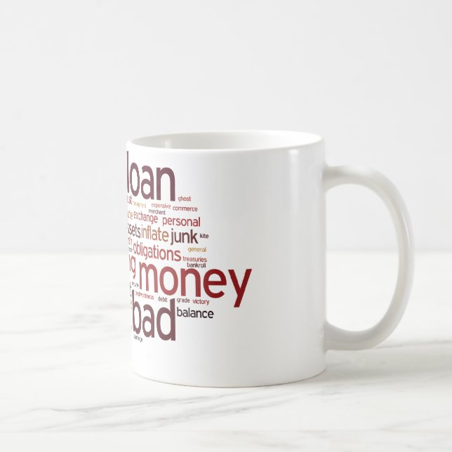 Finanzwort-Wolke Kaffeetasse (Rechts)