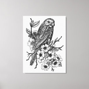Finch auf Kirschzweig Leinwanddruck