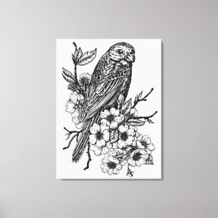 Finch auf Kirschzweig Leinwanddruck