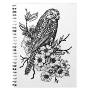 Finch auf Kirschzweig Notizblock