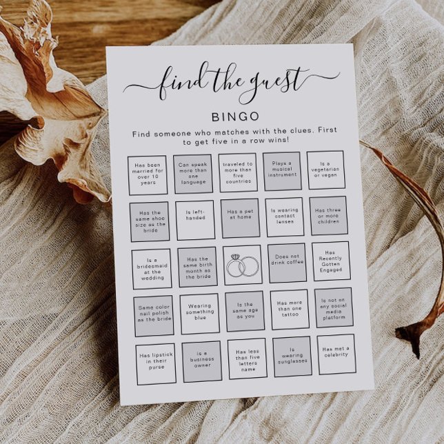 Find the Guest Bingo | Printable Bridal Shower  Einladung (Find the Guest Bingo | Printable Bridal Shower Invitation)