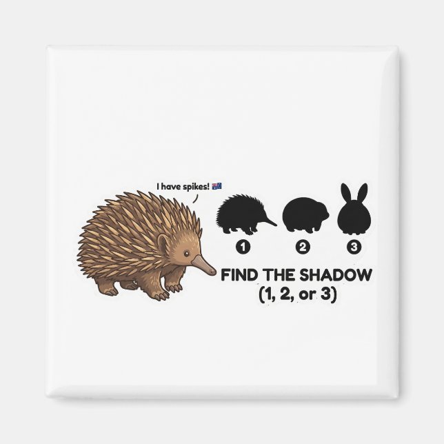 Find The Shadow: Cute Echidna Australia Animal Gam Magnet (Vorne)
