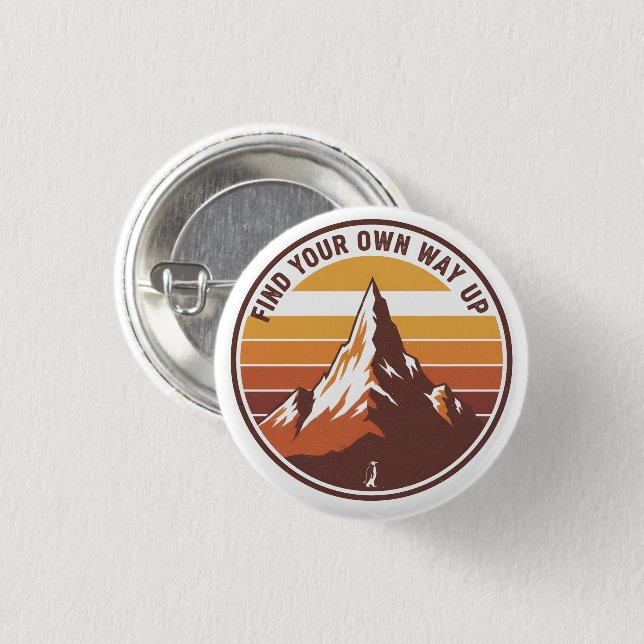 Find Your Own Way UP– Inspirational Penguin Design Button (Vorne & Hinten)