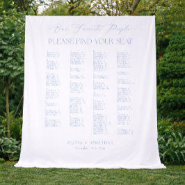  Find Your Seat Fabric Blue Wedding Seating Chart  Wandteppich