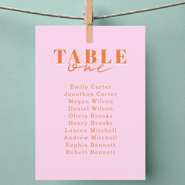 FIND YOUR SEAT! Pink Orange Bold Font Wedding Einladung (FIND YOUR SEAT! Pink Orange Bold Font Wedding Cards)