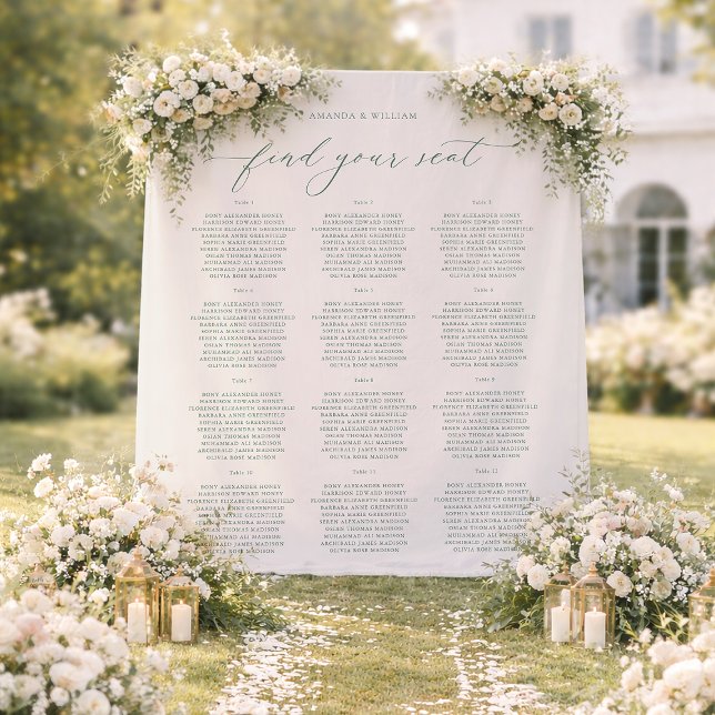 Find Your Seat Wedding Seating Chart Banner Wandteppich (Von Creator hochgeladen)