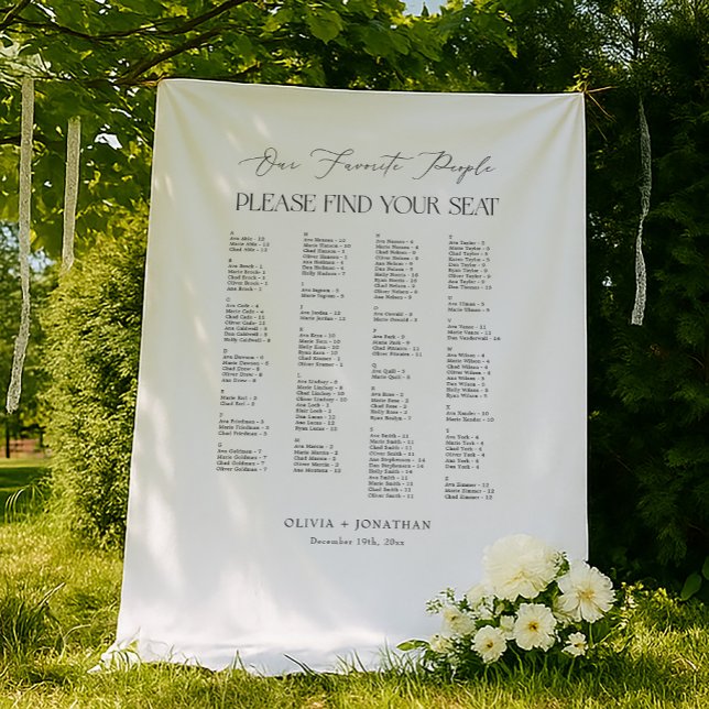 Find Your Seat Wedding Seating Chart  Fabric Wandteppich (Von Creator hochgeladen)