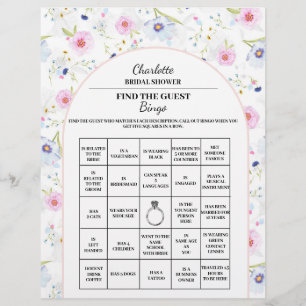 Finde den Gast Brautparty Bingo Floral Flyer