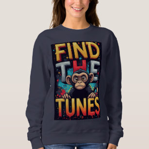 Finde die Melodien: Bunter Cartoon-Affe Sweatshirt