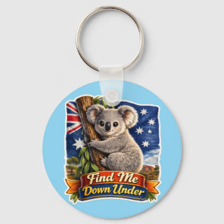 Finde mich Down Under – Süßer Koala umarmt Baum Schlüsselanhänger