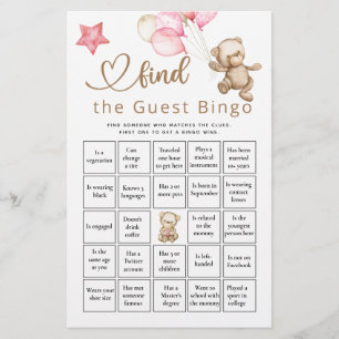 Finden Sie das Bingo Baby Bear Baby Shower Game