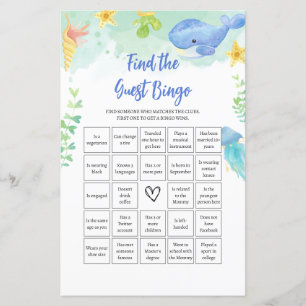 Finden Sie das Gast BINGO Summer Baby Shower Game