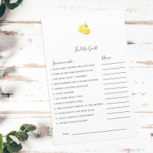 Finden Sie das Gast Lemon Baby Shower Game