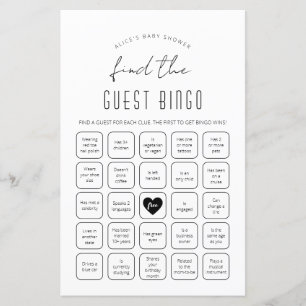 Finden Sie das Guest Bingo Baby Shower Game