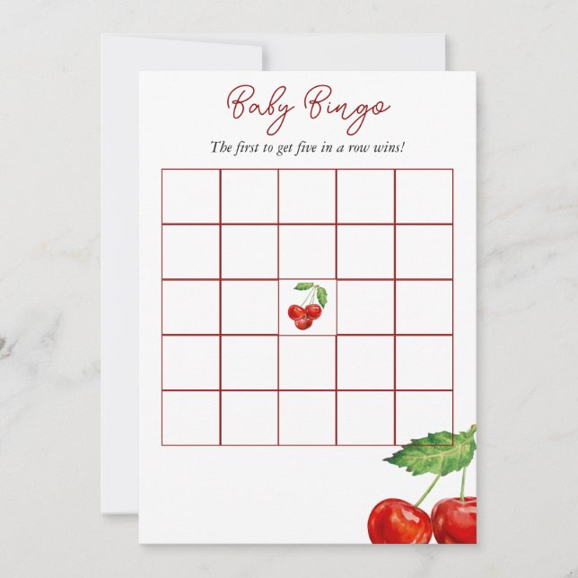 Finden Sie die Bingo Game Cherry Baby Shower Card Einladung (Vorderseite)