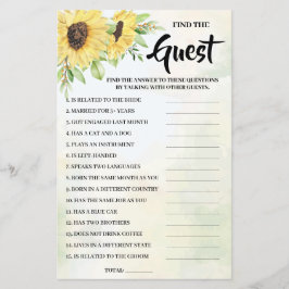 Finden Sie die Game Card des Brautparty Sunflowers Flyer