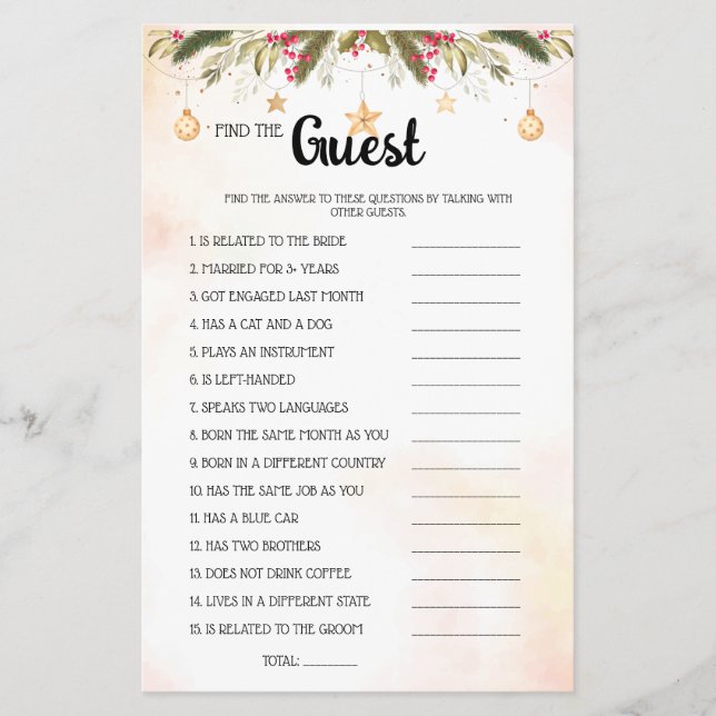 Finden Sie die Game Card F des Guest Christmas Bra Flyer (Vorne)