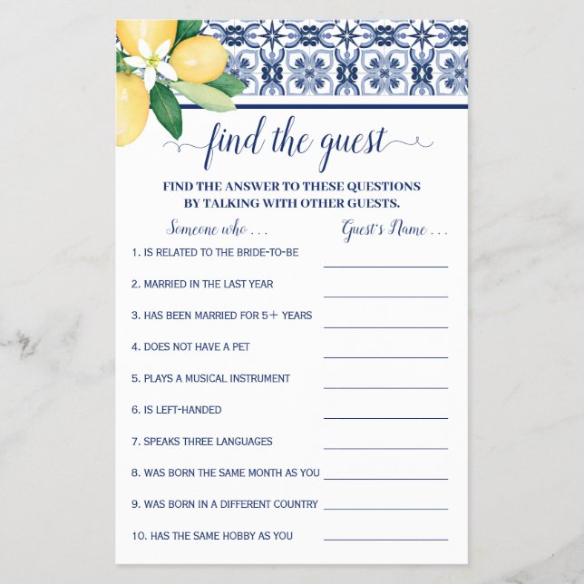 Finden Sie die Guest Mediterranean Shower Game Car Flyer (Vorne)