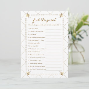 Finden Sie die Honey Bee Baby Shower Game Cards Einladung
