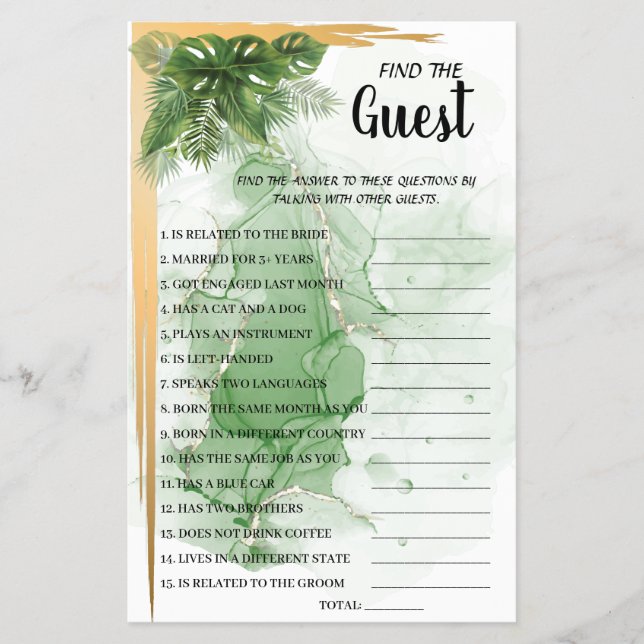 Finden Sie die Tropical Brautparty Game Card Flyer (Vorne)