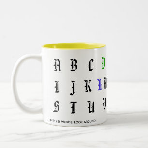 Finden Sie die versteckte Mitteilung Zweifarbige Tasse
